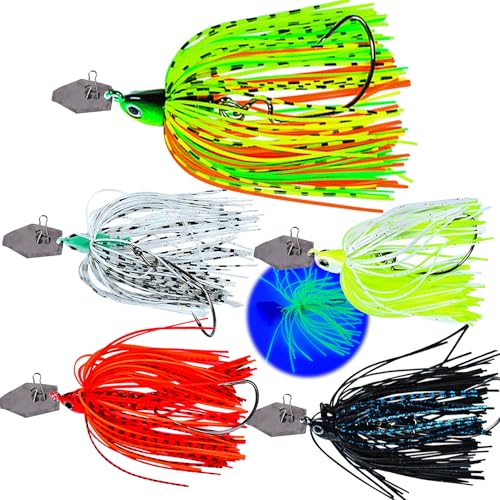 Njord Kalastus Chatterbait Kunstköder Set 5 Stück in Box 15g & 10g wählbar | Crankbait Jig Spinner Angelköder Hecht Barsch Köder Zander Köder Hecht Köder Chatterbaits Spinbait (15g) von Njord Kalastus