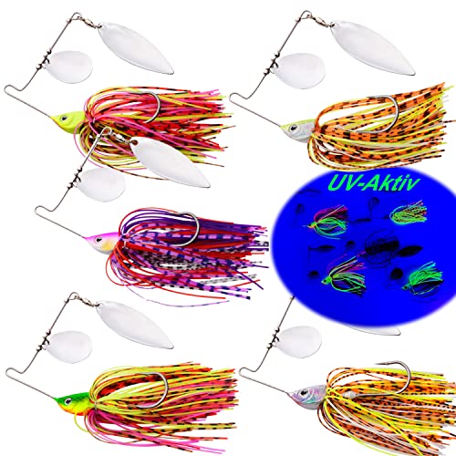 Njord Kalastus Chatterbait Set 5 Stück in Box 15g | Chattbait Hecht Köder Set | Chatterbait Barsch Köder Set | Angel Kunstköder Hechtköder Chatterbaits Hecht Blinker Angeln Köder von Njord Kalastus