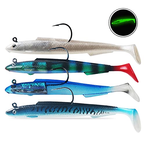 Njord Kalastus Gummifische mit Jigkopf 15cm 30g | Zander Gummiköder Zander | Gummifische Zander Köder Gummifisch Set | Gummiköder Angelköder Set Raubfisch Köder | (4er Set) von Njord Kalastus