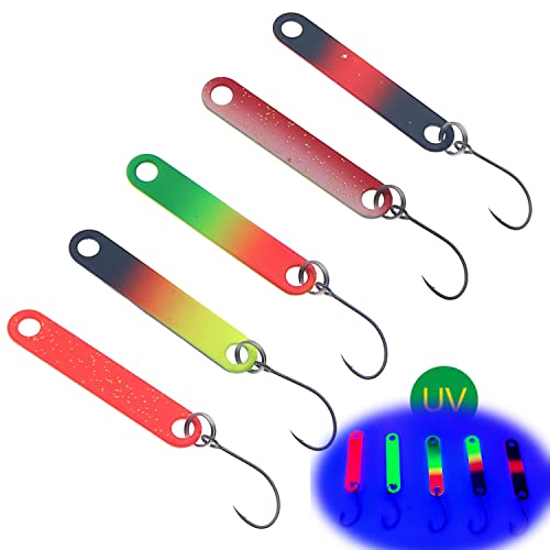 Njord Kalastus Messeneuheit 2022 Forellen Köder Stick Set 4cm 1,5g UV Aktiv | Trout Stick zum Forellen Angeln | Forellenköder Spoons Forelle Angelköder zum Forellen Fischen (5er Set) von Njord Kalastus