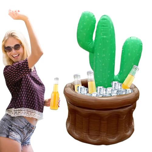 Aufblasbarer Kaktus-Kühler, Palmen-Kühler, aufblasbare Eistruhe, Eiskübel mit Sombrero- , mexikanische Fiesta-Party-Dekorationen, Zubehör für Cincos De Mayo Party-Dekoration von Nkmujil