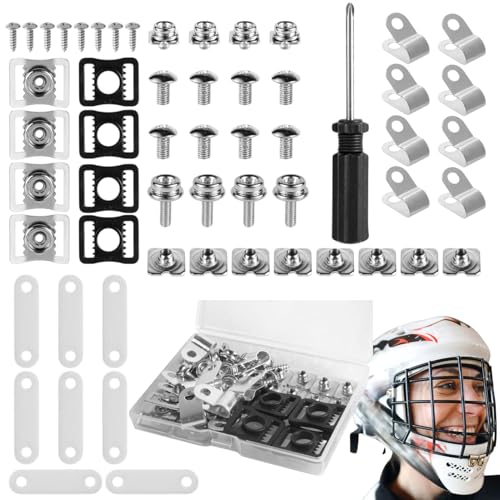 Hockeyhelm Reparatursatz, Helmschraube Ersatzteile, Helm Wartung Kit, Helm Hardware Kit, Fußball Helm Zubehör Helm-Reparaturset für Hockey und Fußballhelme mit 57 Teilen von Nkmujil