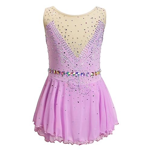 Nnnydjy Ärmelloses Eislaufkleid Für Mädchen Turn Und Tanzoutfits Für Damen Handgefertigte Eiskunstlauf Tanzbekleidung Roller Outdoor Rock Kristall,Rosa,XXL von Nnnydjy