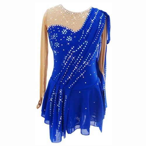 Nnnydjy Eiskunstlaufkleid Für Kinder Eislaufkostüm Für Mädchen Kunstrollrock Ballettkleider Langärmlige Turnanzüge Für Rhythmische Sportgymnastik,Blau,M von Nnnydjy