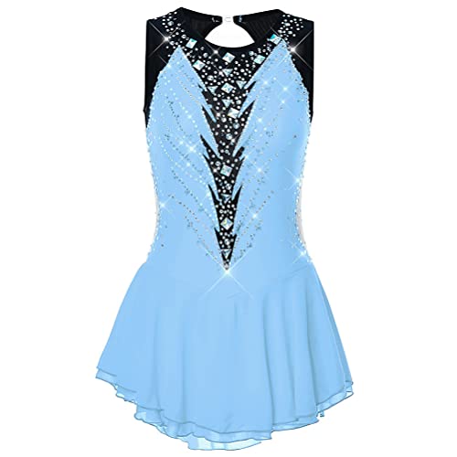 Nnnydjy Professionelles Eiskunstlauf Wettkampfkleid Eiskunstlauf Tanzoutfits Für Mädchen Handgefertigte Turnanzüge Für Damen Rollrock Aus Glänzendem Kristall,G,XL von Nnnydjy