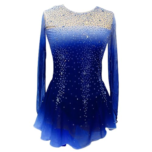 Nnnydjy Professionelles Figur Skating Kleid Für Mädchen Eislaufwettbewerbsrock Künstlerische Gymnastik Danze Trikots Glänzender Strass Ballettkleidung,E,XL von Nnnydjy