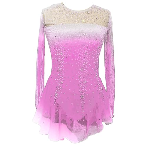 Nnnydjy Professionelles Figur Skating Kleid Für Mädchen Eislaufwettbewerbsrock Künstlerische Gymnastik Danze Trikots Glänzender Strass Ballettkleidung,F,5_8Years von Nnnydjy