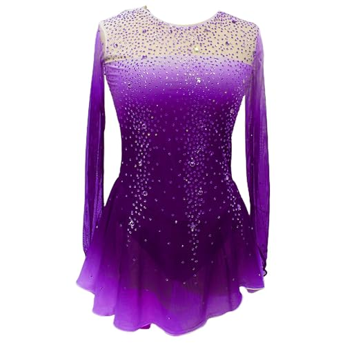 Nnnydjy Professionelles Figur Skating Kleid Für Mädchen Eislaufwettbewerbsrock Künstlerische Gymnastik Danze Trikots Glänzender Strass Ballettkleidung,G,12_15Years von Nnnydjy