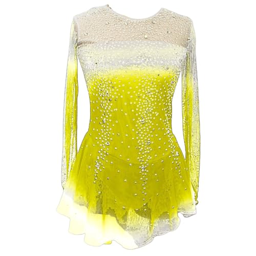 Nnnydjy Professionelles Figur Skating Kleid Für Mädchen Eislaufwettbewerbsrock Künstlerische Gymnastik Danze Trikots Glänzender Strass Ballettkleidung,H,15_16Years von Nnnydjy