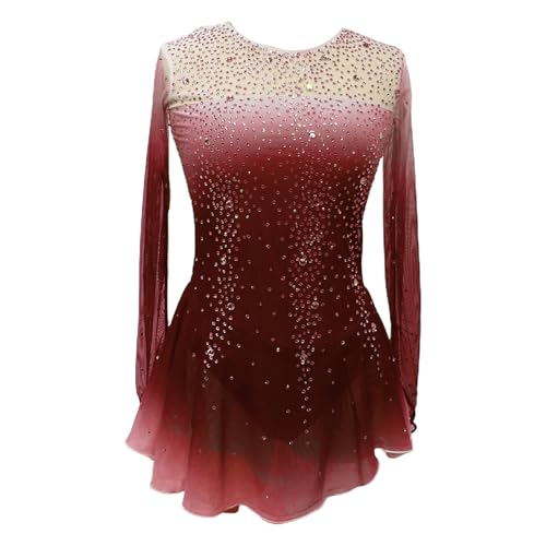 Nnnydjy Professionelles Figur Skating Kleid Für Mädchen Eislaufwettbewerbsrock Künstlerische Gymnastik Danze Trikots Glänzender Strass Ballettkleidung,I,7_10Years von Nnnydjy