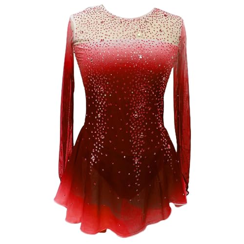 Nnnydjy Professionelles Figur Skating Kleid Für Mädchen Eislaufwettbewerbsrock Künstlerische Gymnastik Danze Trikots Glänzender Strass Ballettkleidung,J,11_13Years von Nnnydjy