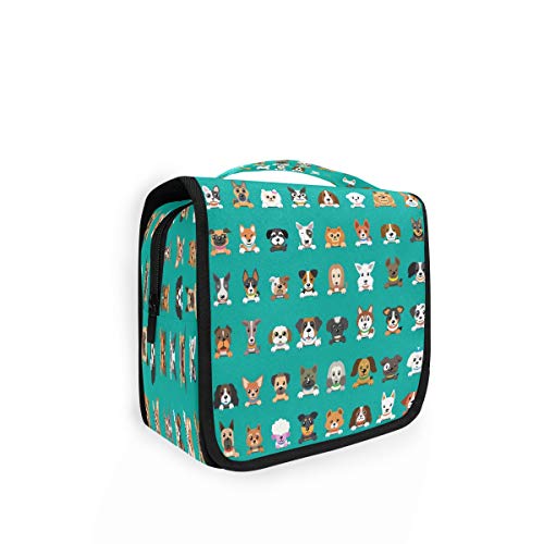 RXYY Hängend Kulturtasche Karikatur Hund Faces Muster ausklappbar Bad Turnhalle Kulturbeutel Veranstalter tragbar kosmetisch Waschtasche für Frauen Mädchen RXYY Hängend Kulturtasche Karikatur Hund Faces Muster ausklappbar Bad Turnhalle Kulturbeutel Veranstalter tragbar kosmetisch Waschtasche für Frauen Mädchen von HMZXZ