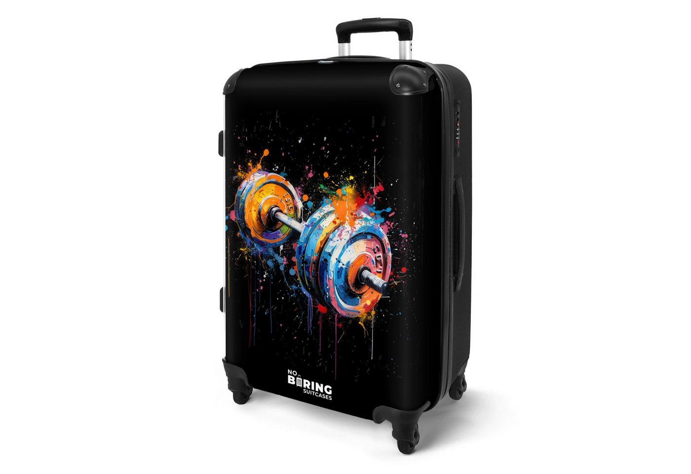 NoBoringSuitcases.com© Hartschalen-Trolley Hantel mit Graffiti 67x43x25cm, 4 Rollen, Koffer Mittelgroß, Suitcase für Erwachsene von NoBoringSuitcases.com©