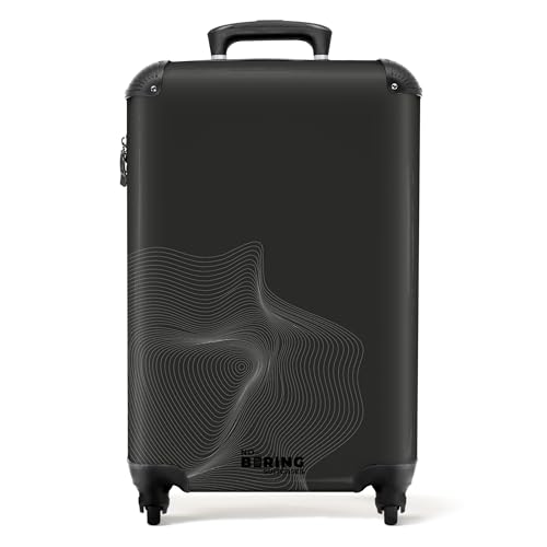 NoBoringSuitcases.com® Handgepäck Koffer 55x40x20 Reisetasche - Reisekoffer mit Rollen, Leichtgewicht Hartschalenkoffer, Trolley, Kabinengepäck Illusion - Grau und Weiß, Koffer für Flugzeug von NoBoringSuitcases.com