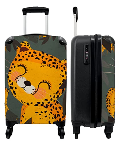 NoBoringSuitcases.com® Kinderkoffer Trolley Handgepäck Kleiner Koffer mit Rollen Suitcase Geschenk - Gepard - Tier - Dschungel - 55x35x20cm von NoBoringSuitcases.com