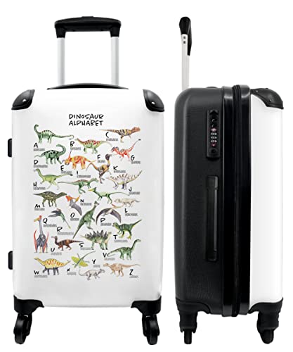NoBoringSuitcases.com® Kindertrolley Jungen Koffer Carry on Luggage Suitcases Geschenk - Dino - Alphabet - Buchstaben - 67x43x25cm von NoBoringSuitcases.com