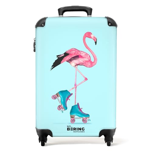 NoBoringSuitcases.com® Kinderkoffer Teenager Mädchen Geschenke Trolley Handgepäck Koffer Suitcase Rollkoffer Kinder - Flamingo - Rosa - Blau - Kinder Koffer Madchen, 55x40x20 von NoBoringSuitcases.com