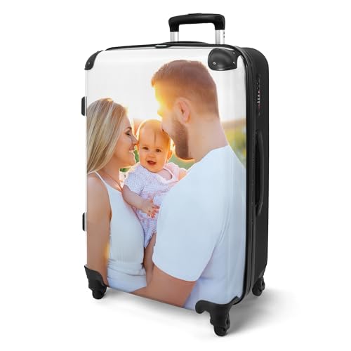 NoBoringSuitcases.com® Reisekoffer 67cm 72L Personalisiert - Großer Hartschalenkoffer mit Rollen, Leichtgewicht Trolley, Koffer Groß für 20kg Gepäck mit Eigenem Design, Koffer für Flugzeug, Dame, Frau von NoBoringSuitcases.com