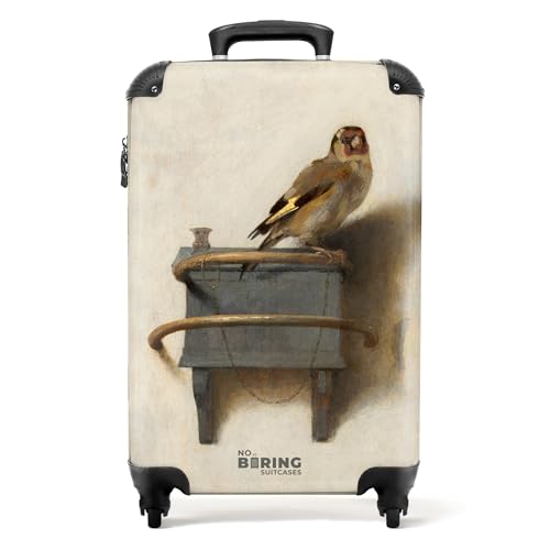 NoBoringSuitcases.com © Handgepäck Koffer 55x40x20, Reisekoffer mit Rollen, Leichtgewicht Hartschalenkoffer, Trolley, Reisgepäck, Koffer für Flugzeug in 13 Bildern (Vogel - Beige) von NoBoringSuitcases.com