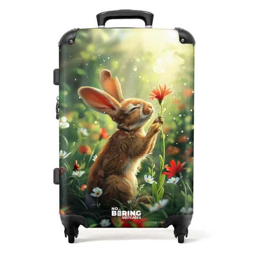 NoBoringSuitcases.com Kinderkoffer, Kinder Koffer, Koffer Groß, Koffer Kinder, TSA Schloss, Trolley Kinder, Großer Koffer, Suitcase, Koffer Mittelgroß (Hase - Grün, 67 cm - 72 L) von NoBoringSuitcases.com