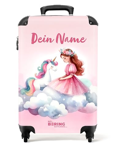 NoBoringSuitcases.com © Kinderkoffer Reisekoffer Koffer Kinder Kindergepäck in Handgepäck-Mittelgroß in 22 Bildern (Personalisiert: Rosa Prinzessin und Einhorn auf einer Wolke, 55x40x20 cm) von NoBoringSuitcases.com