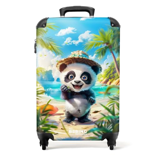 NoBoringSuitcases.com Kinderkoffer, Koffer Personalisiert, Kinderkoffer Mädchen, Koffer Groß, TSA, Kindertrolley, Hartschalenkoffer Groß, Koffer Mittelgroß (Schwarzes Pferd - Grau, 67 cm - 72 L) von NoBoringSuitcases.com