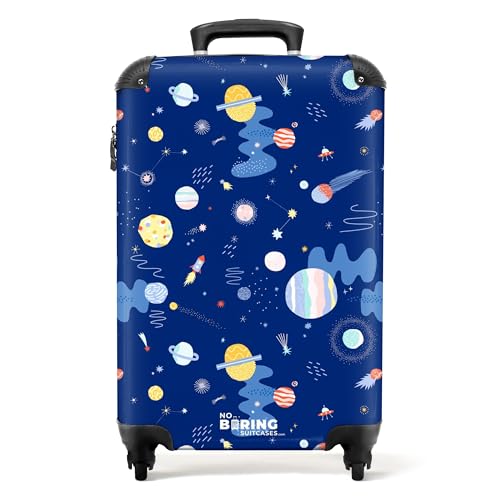 NoBoringSuitcases.com Kinderkoffer, Kinderkoffer Jungen, Koffer Kinder, Kinder Reisekoffer, Koffer Kinder Jungen, Kindertrolley Jungen, Handgepäck Koffer, Handgepäck 55x40x20 cm (Sternenhimmel - Blau) von NoBoringSuitcases.com