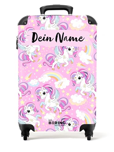 NoBoringSuitcases.com Kinderkoffer Mädchen, Reisekoffer Personalisiert, Hartschalenkoffer, Koffer Kinder, Kindertrolley Mädchen, Handgepäck 55x40x20 cm (Bunte Einhörner, Regenbögen und Sterne - Rosa) NoBoringSuitcases.com Kinderkoffer Mädchen, Reisekoffer Personalisiert, Hartschalenkoffer, Koffer Kinder, Kindertrolley Mädchen, Handgepäck 55x40x20 cm (Bunte Einhörner, Regenbögen und Sterne - Rosa) von NoBoringSuitcases.com