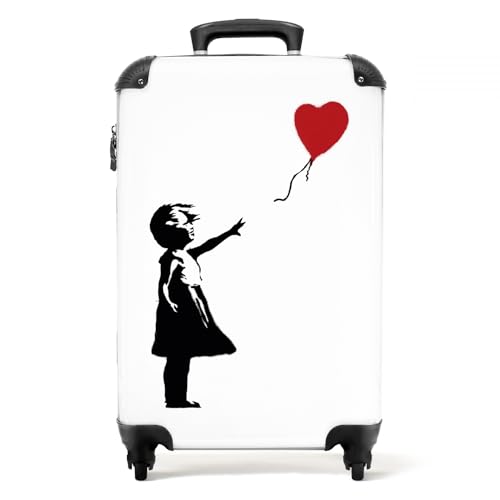 NoBoringSuitcases.com Reisekoffer, Koffer Groß, Hartschalenkoffer Groß, TSA Schloss, Reisekoffer mit Rollen Groß, Großer Koffer, Koffer 20kg Gepäck, Koffer Mittelgroß (Mädchen - Weiß, 67 cm - 72 L) von NoBoringSuitcases.com