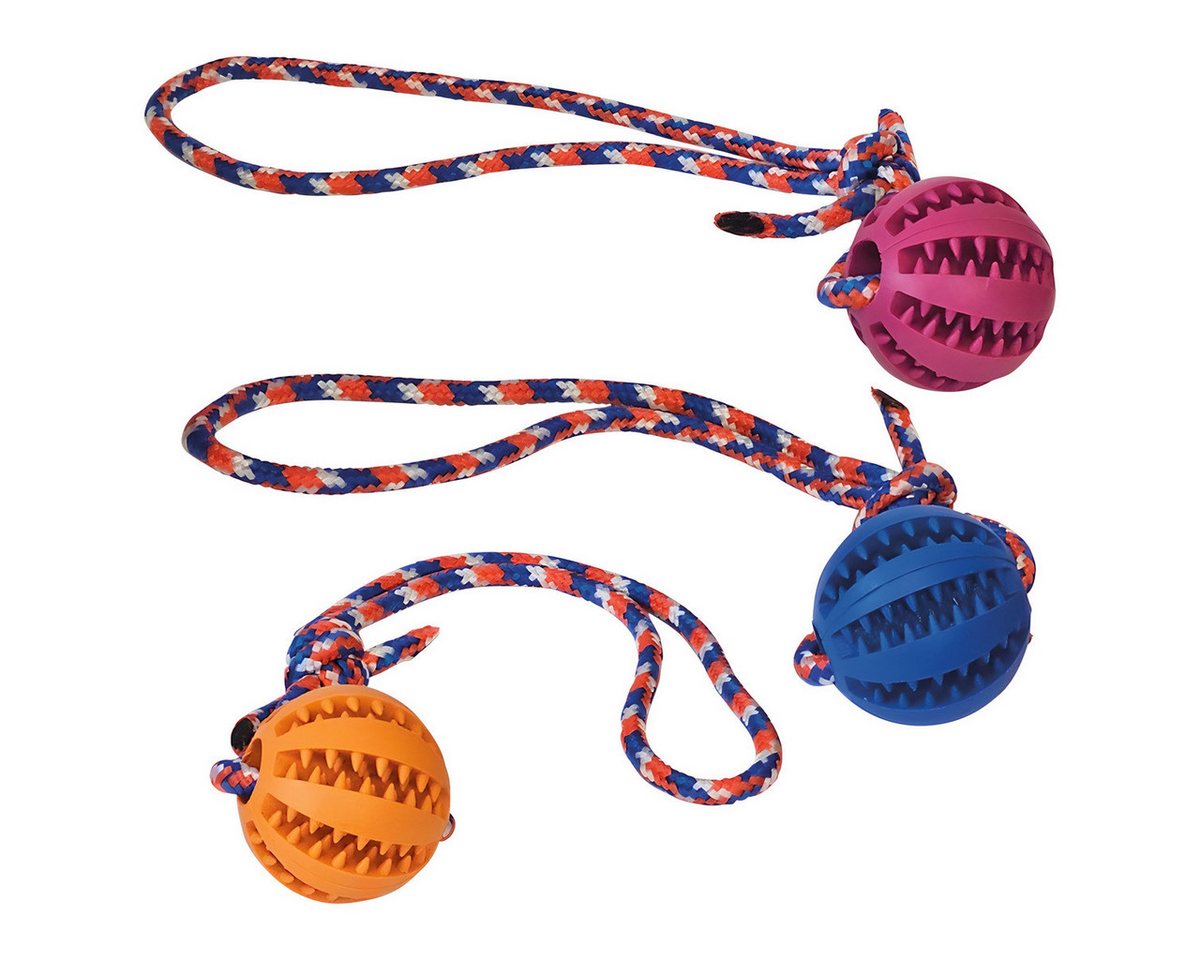 Nobby Outdoor-Spielzeug Hundespielzeug Dental Ball mit Seil Vollgummi, Durchmesser: 5 cm von Nobby