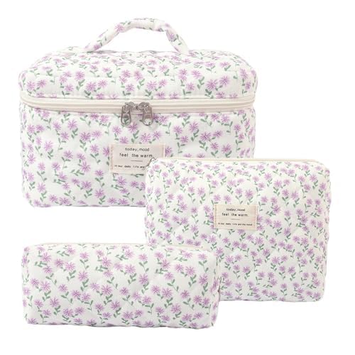 3-Piece Cosmetic Bag Women's Travel Toiletry Bag，Organiser with Capacity with Floral Pattern for Travel Accessories, Travel (C) von Nocyclonic