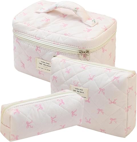 3-Piece Women's Toiletry Bag with Floral Pattern, Cosmetic Bag, Large Capacity, Makeup Bag, Wash Bag for Children, Girls, Men (W) von Nocyclonic