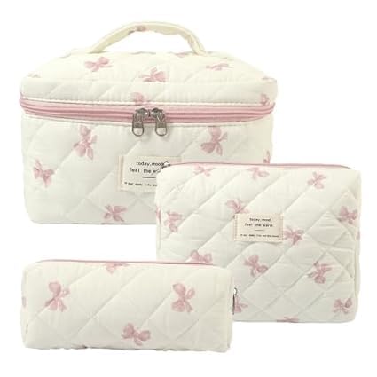 Set Women's Quilted Toiletry Bag ，3-Piece Cosmetic Bag Women's Travel Toiletry Bag，Organiser with Capacity with Floral Pattern for Travel Accessories, Travel (A) von Nocyclonic