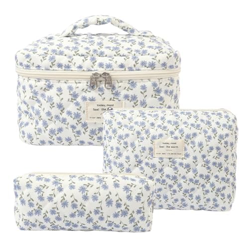 Set Women's Quilted Toiletry Bag ，3-Piece Cosmetic Bag Women's Travel Toiletry Bag，Organiser with Capacity with Floral Pattern for Travel Accessories, Travel (D) von Nocyclonic