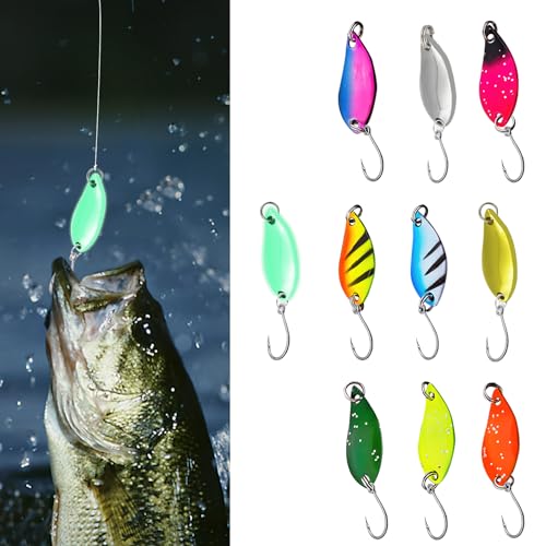 10 Stück Forellenköder 2.5g, Fishing Forellen Spoon Set Metallköder Angeln mit Einzelhaken, Forellen-Spoon Angel-Köder Mehrfarbig, Angelzubehör für Forelle Barsch Hecht Zander 10 Stück Forellenköder 2.5g, Fishing Forellen Spoon Set Metallköder Angeln mit Einzelhaken, Forellen-Spoon Angel-Köder Mehrfarbig, Angelzubehör für Forelle Barsch Hecht Zander von Nodcows