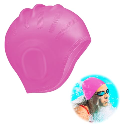 Badekappe Gehörschutz 3D, Badehaube Bademütze Ohrenschutz Wasserdicht Damen Herren Mädchen Jungen, Schwimmkappe Schwimmhaube Badekappen für Schwimmer, Swimming Cap für Kurze und Lange Haare (Rosa) Badekappe Gehörschutz 3D, Badehaube Bademütze Ohrenschutz Wasserdicht Damen Herren Mädchen Jungen, Schwimmkappe Schwimmhaube Badekappen für Schwimmer, Swimming Cap für Kurze und Lange Haare (Rosa) von Nodcows