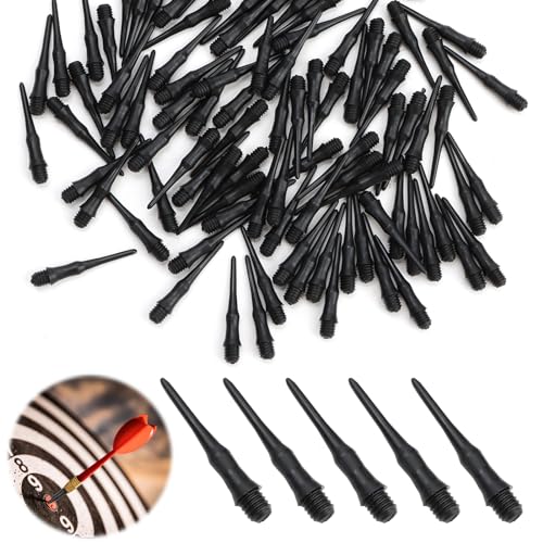 Nodcows 100 Stück Dartspitzen Kunststoff, Softdart Spitzen, Softdarts Ersatzspitzen, Dart Dartpfeile Spitzen Plastik mit 2BA Gewinde, für Soft-Dartscheibe, Dartpfeile Werkzeug, Schwarz von Nodcows