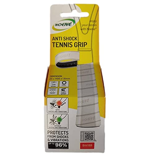 Noene Unisex – Erwachsene Tennis Grip Anti Shock Griffband, Weiß, Breite 25 mm x Länge 1.100 mm x Dicke 1,6 mm von Noene