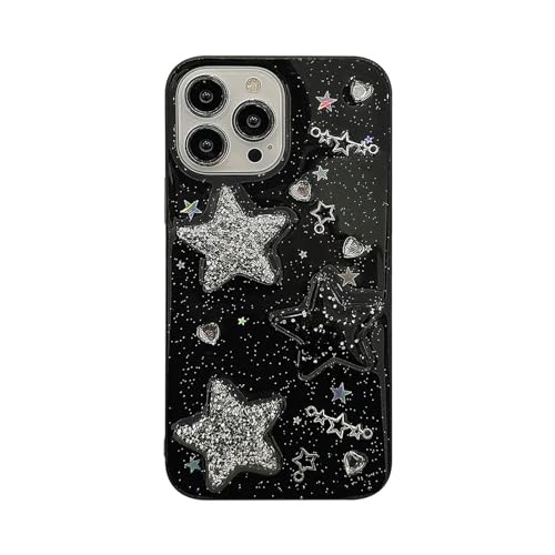 Nogkdyc Für iPhone 15 Hülle Black 3D Sparkling Star Phone Hülle Für iPhone 15 14 13 12 11 Pro Max TPU -Hülle Cover-Für iPhone 11-Schwarz von Nogkdyc