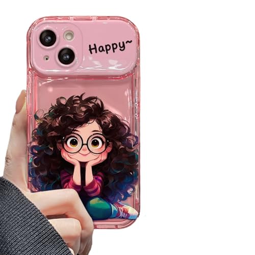 Nogkdyc Kawaii Handyhülle Für iPhone 15 Gebratene Brille Girl Anhänger Für iPhone 14Promax Mobiltelefonhülle Für iPhone 15 Flip Mirror Transparent Phone Case-Rosa-Für iPhone 14 Pro von Nogkdyc