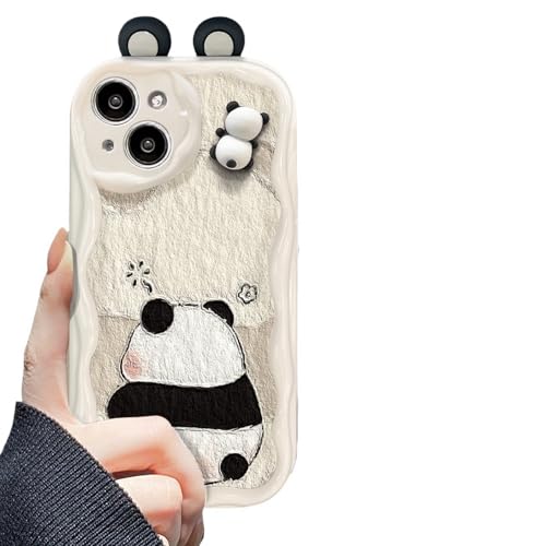 Nogkdyc Panda Handyhülle Für iPhone 15 Hülle Geeignet Für iPhone 14 Pro Max Telefonhülle Für iPhone 15 Niedliche Cartoon Panda Doll Stand Anhänger 13/12/11 Silikon Hülle-Für 12Mini-Weiß von Nogkdyc