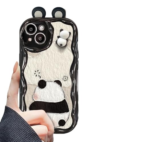 Nogkdyc Panda Handyhülle Für iPhone 15 Hülle Geeignet Für iPhone 14 Pro Max Telefonhülle Für iPhone 15 Niedliche Cartoon Panda Doll Stand Anhänger 13/12/11 Silikon Hülle-Für iPhone 12 Pro-Schwarz von Nogkdyc