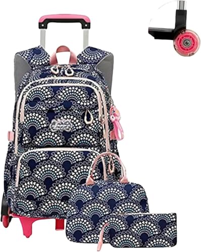 Nogkdyc Rucksack Mit Rollen Für Kinder Roller Roller Roller Rücken -Rucksack Rucksack Für Kinder Im Kinderrad-2 Wheels-D Blue-3PCs-HAT von Nogkdyc