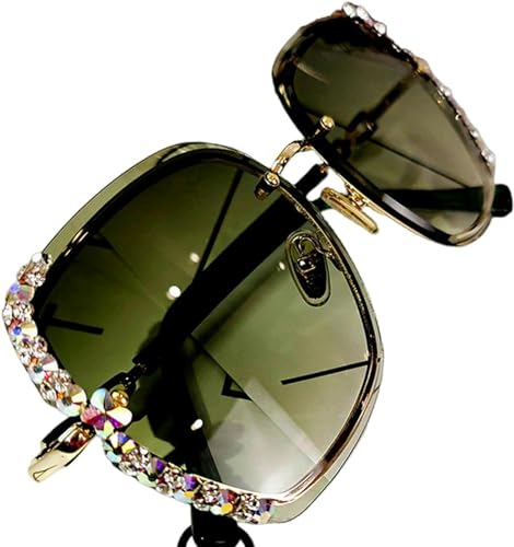 Nogkdyc Sonnenbrille Mit Strasssteinen Damen Polarisierte Sonnenbrille Frauen Strass Und Räle Randlast Suns Square Gradient Brille-Grün-A Nogkdyc Sonnenbrille Mit Strasssteinen Damen Polarisierte Sonnenbrille Frauen Strass Und Räle Randlast Suns Square Gradient Brille-Grün-A von Nogkdyc