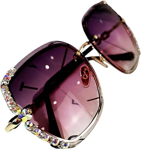 Nogkdyc Sonnenbrille Mit Strasssteinen Damen Polarisierte Sonnenbrille Frauen Strass Und Räle Randlast Suns Square Gradient Brille-Lila-A Nogkdyc Sonnenbrille Mit Strasssteinen Damen Polarisierte Sonnenbrille Frauen Strass Und Räle Randlast Suns Square Gradient Brille-Lila-A von Nogkdyc