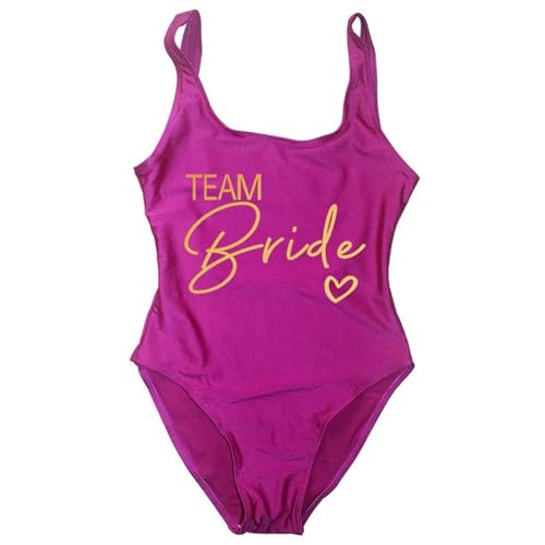 Nogkdyc Team Bride Swimsuit Frauen Team Braut Einteilige Bademode Für Junggesellenparty Hen Party Badeanzüge-Lila Team2-Xxl von Nogkdyc