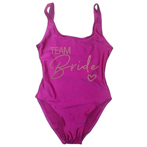 Nogkdyc Team Bride Swimsuit Frauen Team Braut Einteilige Bademode Für Junggesellenparty Hen Party Badeanzüge-Lila Team3-Xl von Nogkdyc