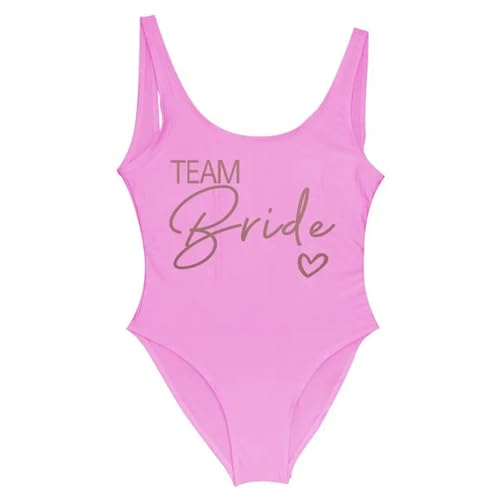 Nogkdyc Team Bride Swimsuit Frauen Team Braut Einteilige Bademode Für Junggesellenparty Hen Party Badeanzüge-Pink Team3-M von Nogkdyc