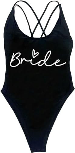 Nogkdyc Team Bride Swimsuit Ganzer Badeanzug Mit Druck Aus Vollständigen Kostümbuchstaben Für Bachelorette Party-XL-BLWH Bride von Nogkdyc