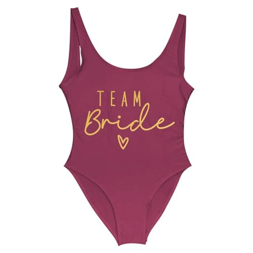 Nogkdyc Team Bride Swimsuit S-3xl Team Braut Einkeiles Badeanzug Squad Women Badelorette Party Badeanzug-Goldwein-L von Nogkdyc